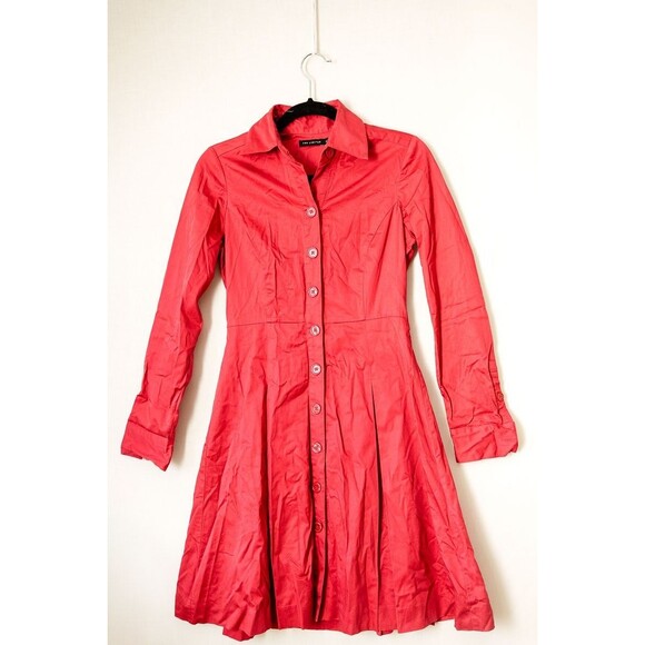 The Limited womens button down shirt dress 2 salmon pink fit flare midi VTG - Picture 1 of 10